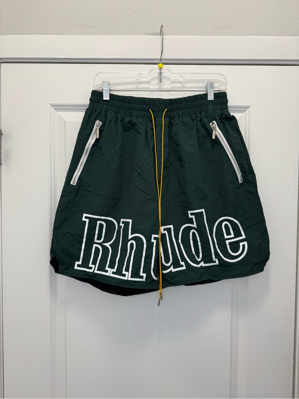 Rhude Logo Print Shell Drawstring Shorts Green